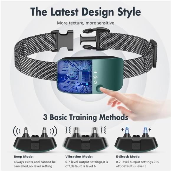 Bark Collar for Dogs,Rechargeable Anti Barking Training Collar with 7 Vibration - Picture 3 of 6